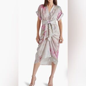 Steve Madden Tony Pink Floral Midi Dress medium New with tags